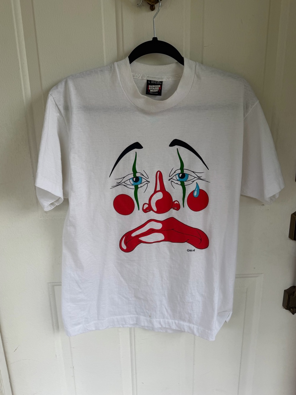 Vintage 1985 Crying Clown Screen Stars Best Single Stitch T Shirt Large